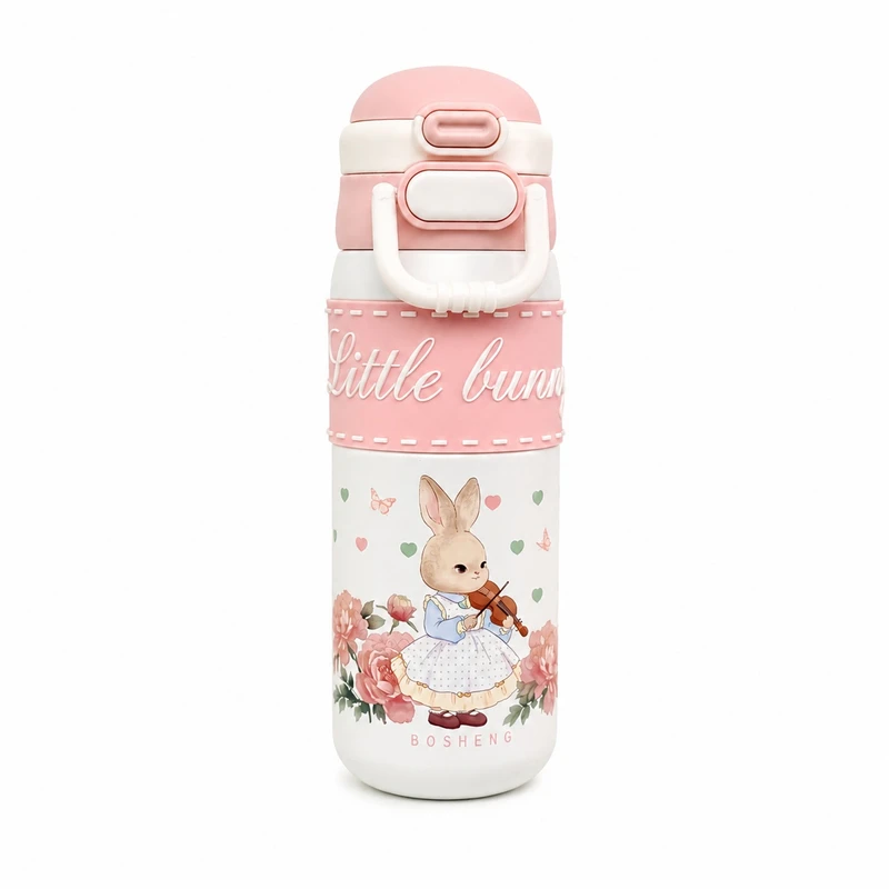 قمقمه کودک مدل بوشنگ نی دار دوحالته طرح خرگوش Little Bunny کارتونی گنجایش 0.49 لیتر