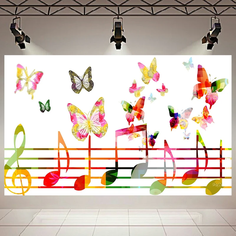 پوستر پارچه ای طرح نت موسیقی رنگارنگ کد PD2700