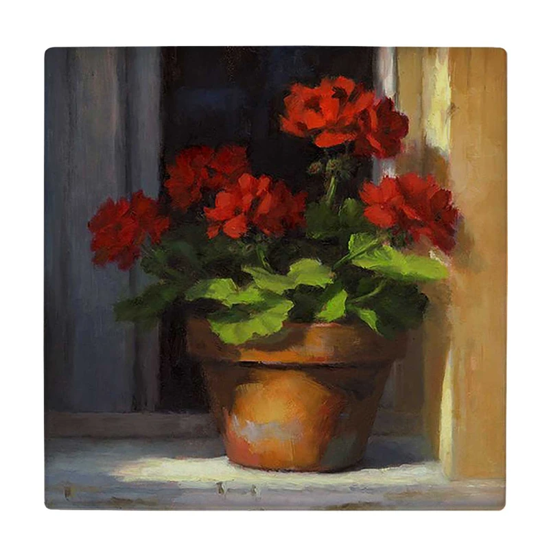 زیر لیوانی  طرح نقاشی گلدان شمعدانی کد    6086874_5110