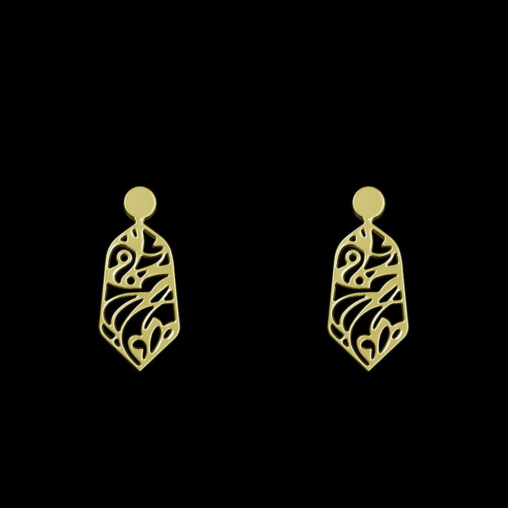 گوشواره طلا 18 عیار زنانه مدوپد مدل هندسی کد GA1-10694