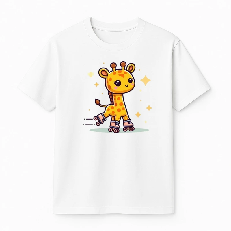 تی‌شرت آستین کوتاه پسرانه مدل زرافه اسکیت کد v1 