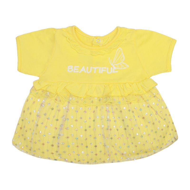 ست پیراهن و شورت نوزادی دخترانه آدمک مدل پروانه کد 127400 رنگ لیمویی -  - 4