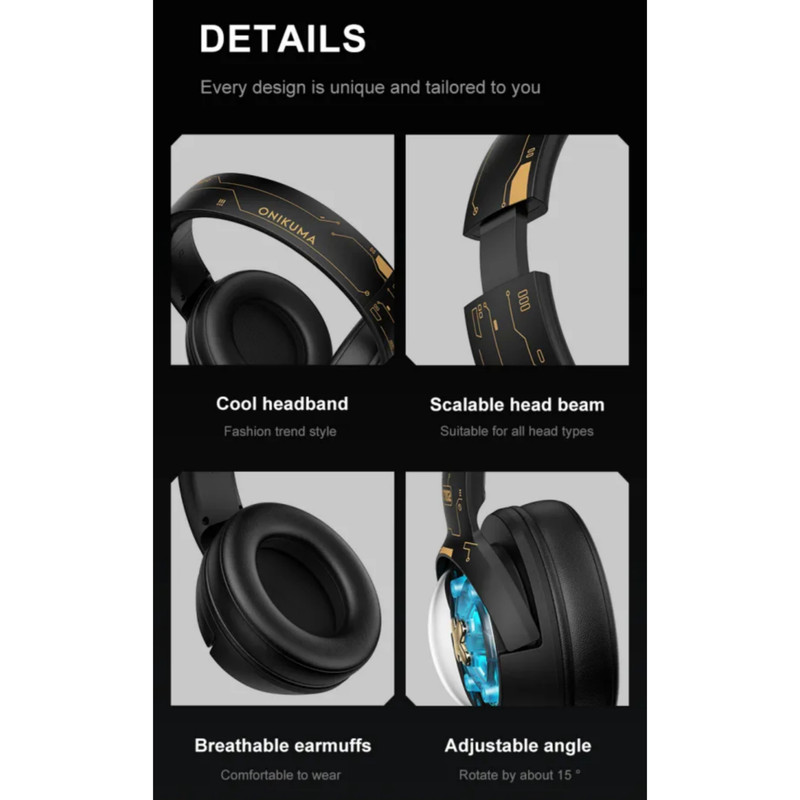 هدست گیمینگ سه‌حالته با نور RGB اونیکوما مدل GT802
