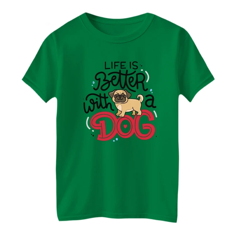 تی شرت آستین کوتاه بچگانه مدل سگ و نوشته