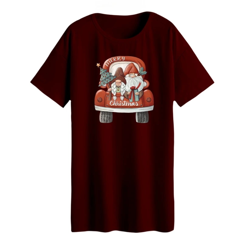 تی شرت لانگ زنانه مدل ماشین کریسمس کد 5