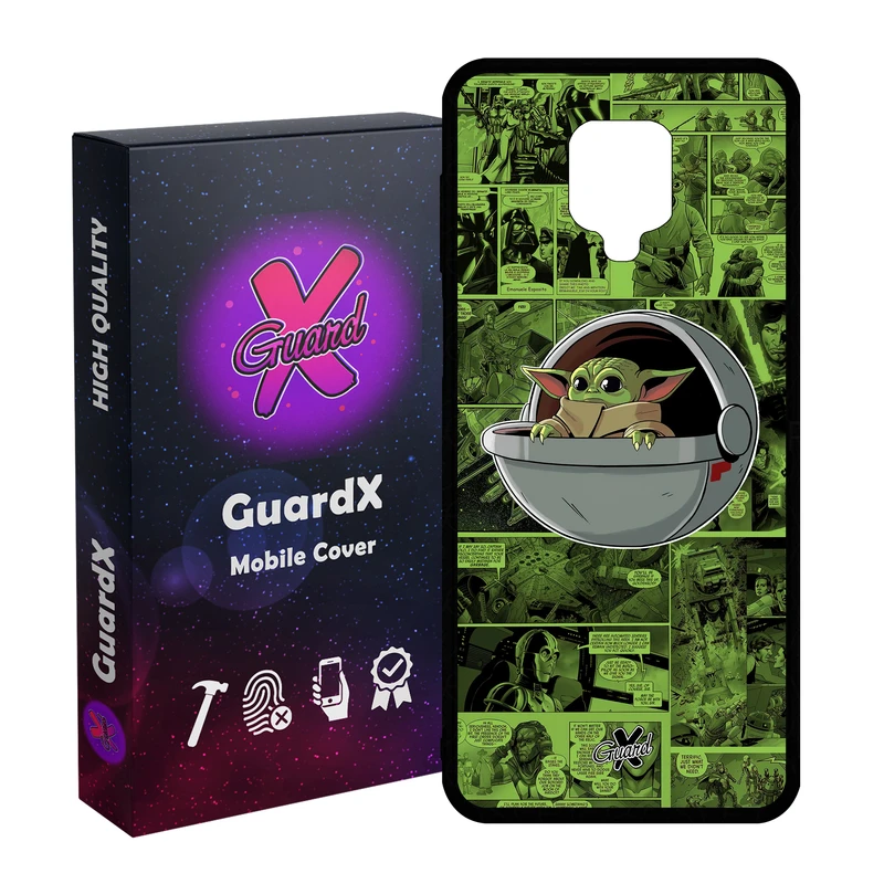 کاور گارد ایکس طرح Baby Yoda مدل Glass10477 مناسب برای گوشی موبایل شیائومی Redmi Note9 Pro/Note 9 Pro Max/Redmi Note 9S/MI Poco M2 Pro
