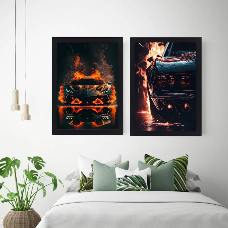 تابلو دکوراتیو گیم دکور طرح ماشین مدل S021 مجموعه 2 عددی