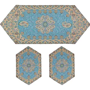 ست سه تکه ترمه رضایی یزد طرح خورشید کد 2101111202000