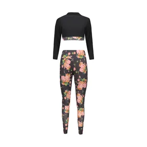 ست نیم تنه و لگینگ ورزشی زنانه طرح گلدار کد Mhr-47896