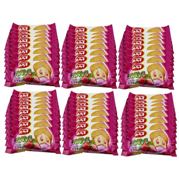 کیک روغنی با مغزی مربای توت فرنگی آیدین - 30 گرم بسته 48 عددی     