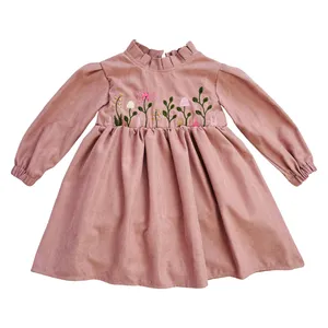 پیراهن آستین بلند یقه گرد دخترانه مدل گلدوزی بهار