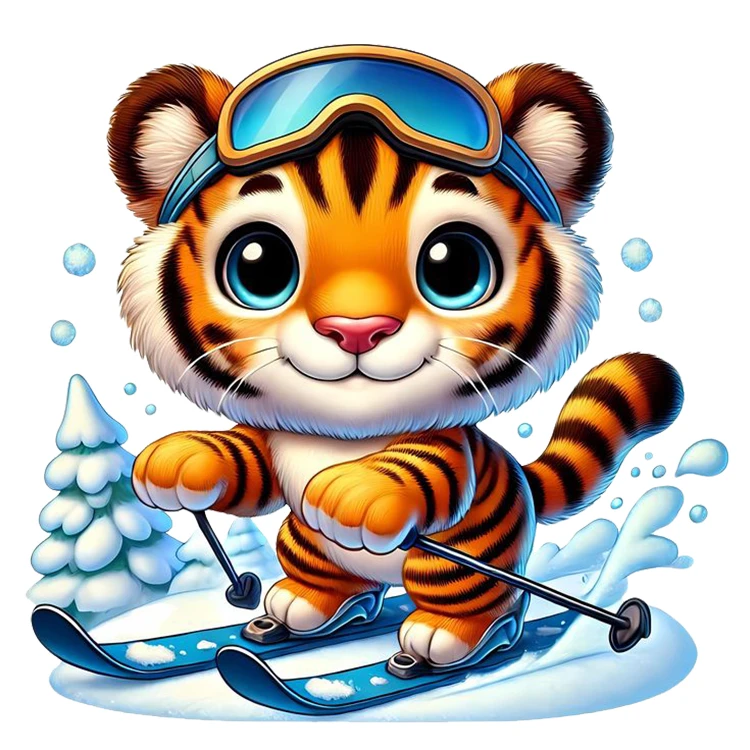 استیکر پارچه و لباس پاد آفرین مدل اسکی ببر کد DKST349