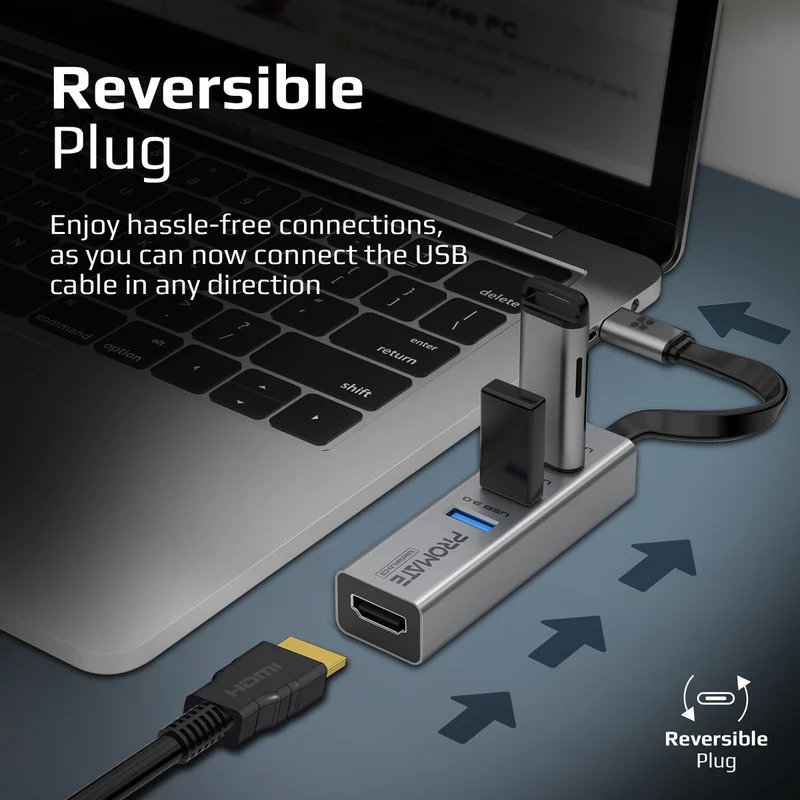 هاب 4 پورت USB-C پرومیت مدل MEDIAHUB-C3