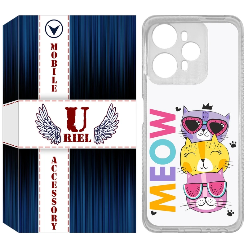 کاور یوریل مدل Clear کد 57 طرح گربه مناسب برای گوشی موبایل وکال V1 / V1 Plus