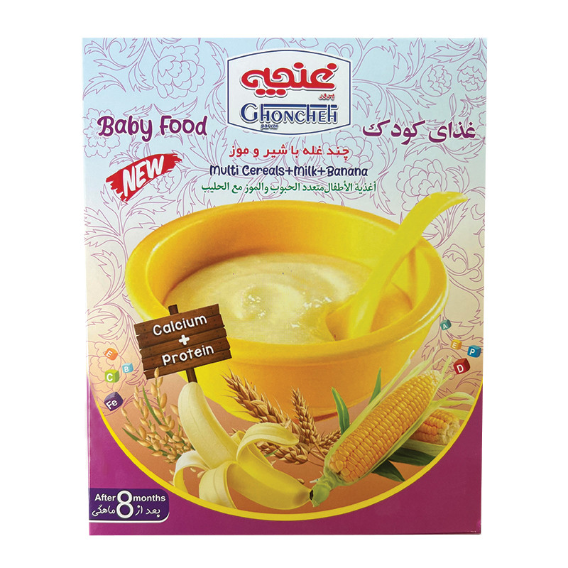 غذای کودک چند غله با شیر و موز غنچه پرور - 250 گرم