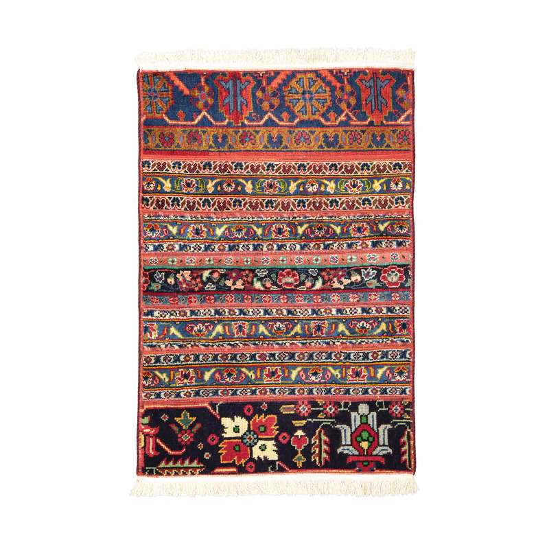 کلاژ فرش دستبافت یک متری مدل چهل تکه کاشان کد 1024