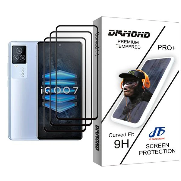 محافظ صفحه نمایش جی اف مدل Diamond Glass MIX003 مناسب برای گوشی موبایل ویوو iQOO 7 بسته سه عددی