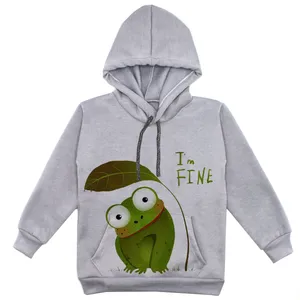 هودی پسرانه مدل قورباغه F200 رنگ طوسی