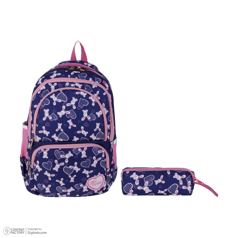 کوله پشتی طرح قلب مدل خرگوش به همراه جامدادی