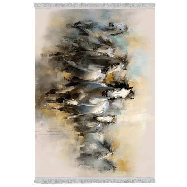 فرش پارچه‌ای دفه مدل فرشینه شانل مخمل طرح فانتزی کد 7206