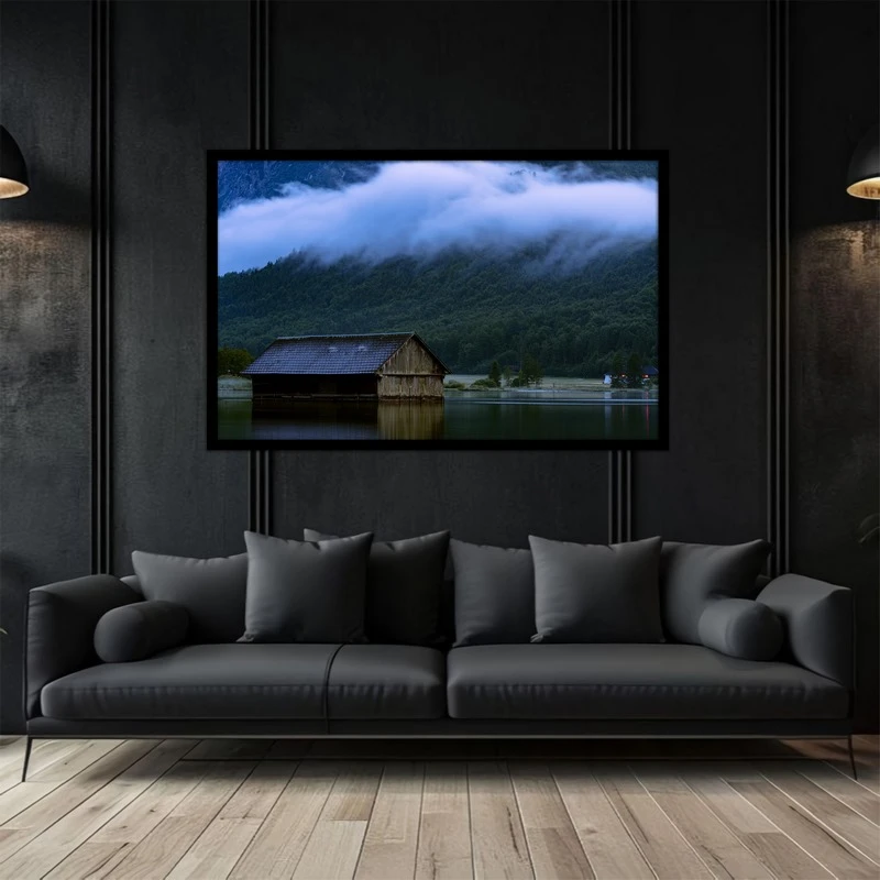 تابلو بکلیت طرح طبیعت و کلبه جنگل مدل B-bu5178