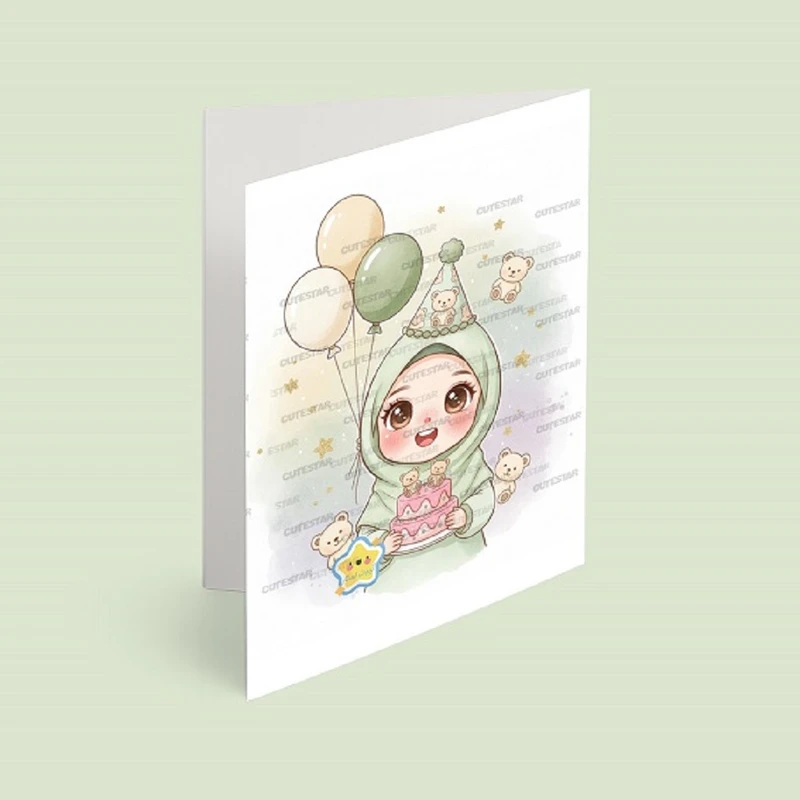 کارت دعوت کیوت استار مدل تولد تم دختر و تدی مجموعه 6 عددی