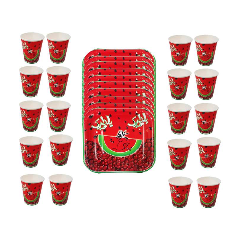 پیش دستی و لیوان یکبار مصرف مدل یلدا مبارک بسته 40 عددی