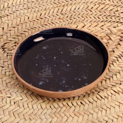 بشقاب سفالی آرانیک لعاب پاشیده رنگ ‏آبی تیره‏ طرح ‏نشاط‏ مدل 1000200023