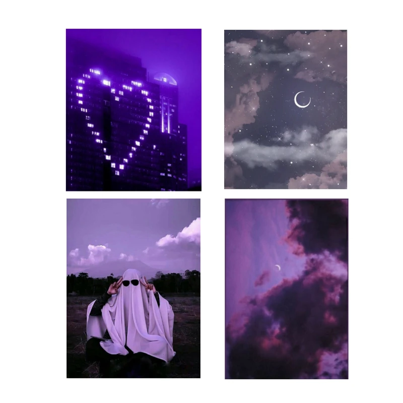 پوستر طرح وینتیج بنفش مجموعه 4 عددی