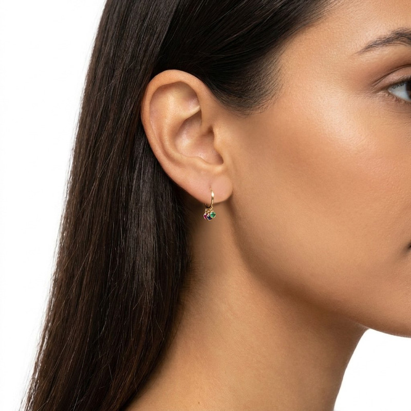گوشواره حلقه‌ای طلا 18 عیار زنانه ناریا مدل روکو 1 کد Sh-15 - 3
