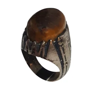 انگشتر نقره مردانه مدل چشم ببر سلطنتی سریلانکایی کد CBS2016