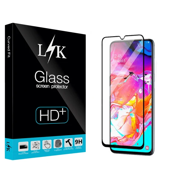 محافظ صفحه نمایش شیشه ای ال کی مدل +HD مناسب برای گوشی موبایل سامسونگ Galaxy A70