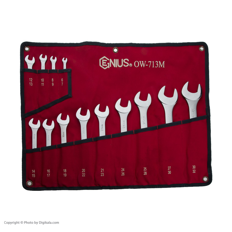 مجموعه 13 عددی آچار دوسر تخت جنیوس مدل OW-713M کد 13 مجموعه 13 عددی آچار دوسر تخت جنیوس مدل OW-713M کد 13
