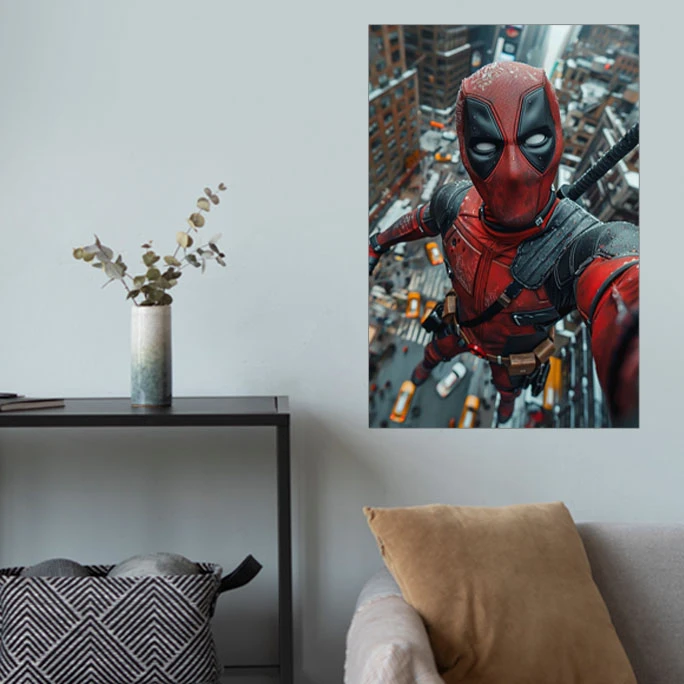 پوستر گوفی مدل ددپول اسپایدرمن شمشیرزن قرمزپوش وید ویلسون هیرو مارول طرح DeadPool Wade Wilson Marvel Hero کد FLY96