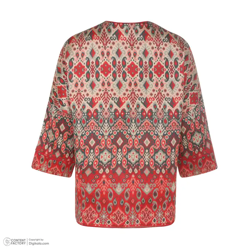 مانتو کتی زنانه مدل تلفیقی رنگ قرمز