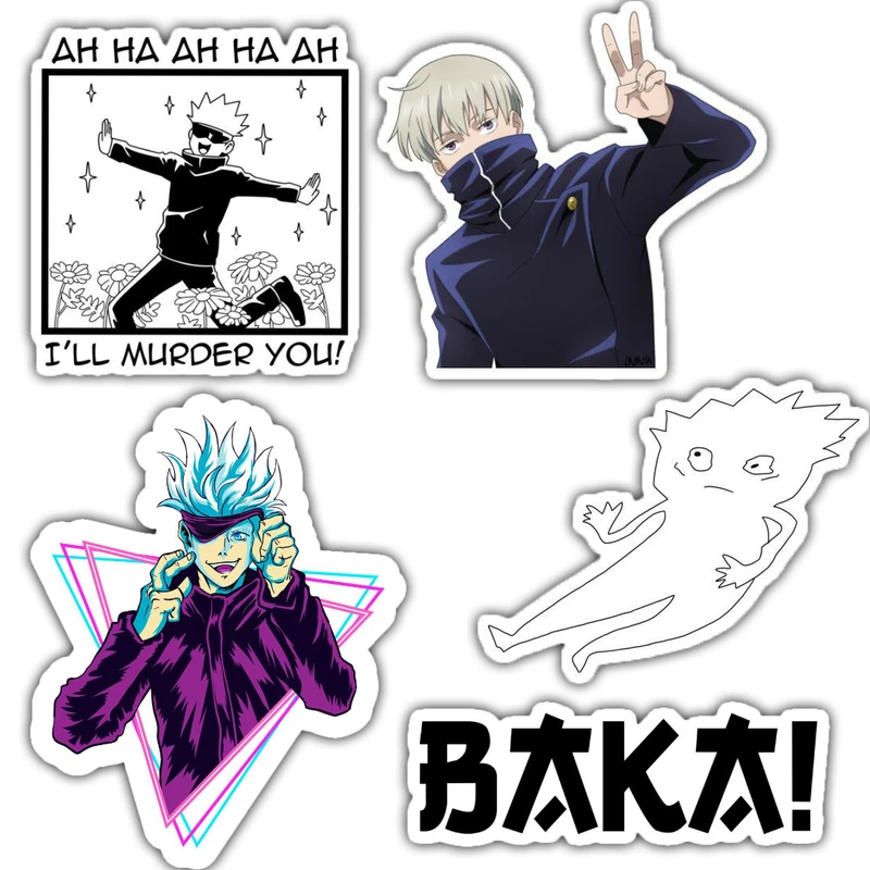 استیکر لپ تاپ و موبایل گوفی طرح انیمه جوجوتسو کایسن مدل saturo 29 مجموعه 5 عددی