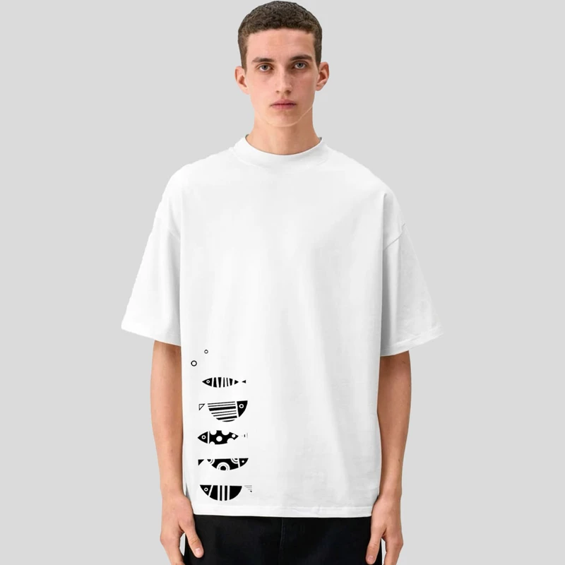 تی شرت مردانه آستین سه ربع پنبه دورو مدل fishs