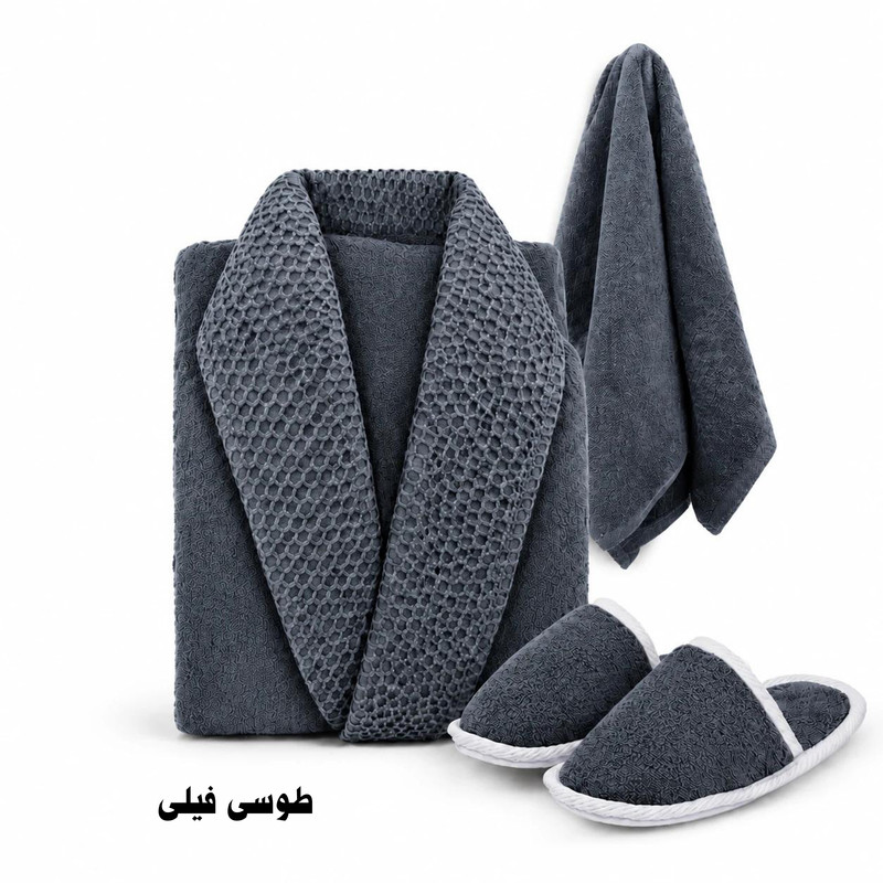  سرویس حوله پالتویی 3 تکه هنرمند مدل جی جی سایز 125 مناسب قد 160 تا 185 سانتی متر