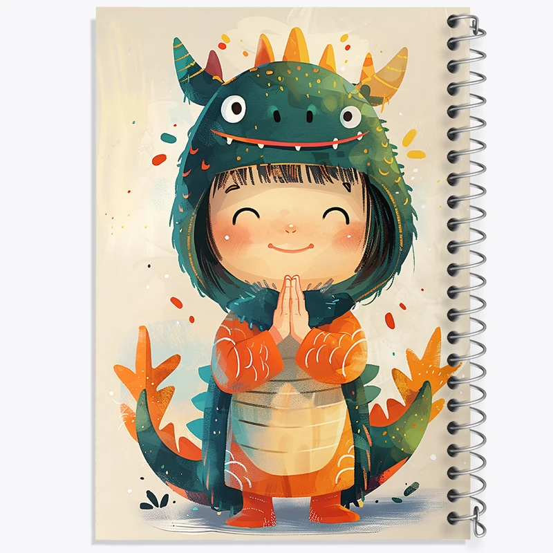 دفتر مشق 100 برگ خندالو طرح دختر اژدهایی کیوت کد F7411