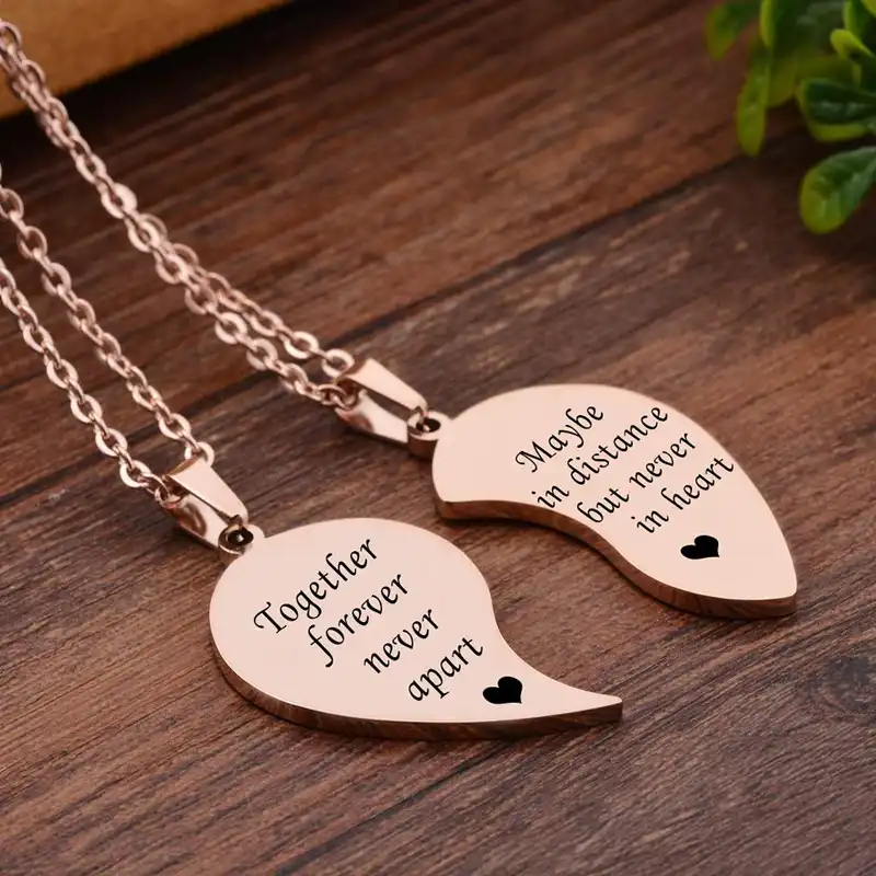 گردنبند مدل قلب مکمل  together forever مجموعه 2 عددی