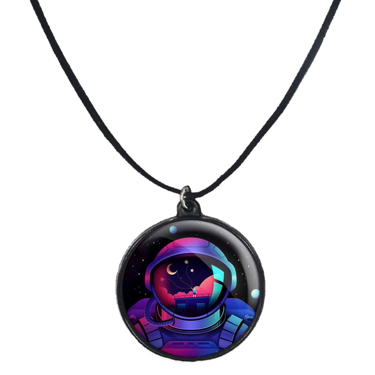 گردنبند پرمانه طرح فضانورد کد pmb.10389 مدل دو طرفه