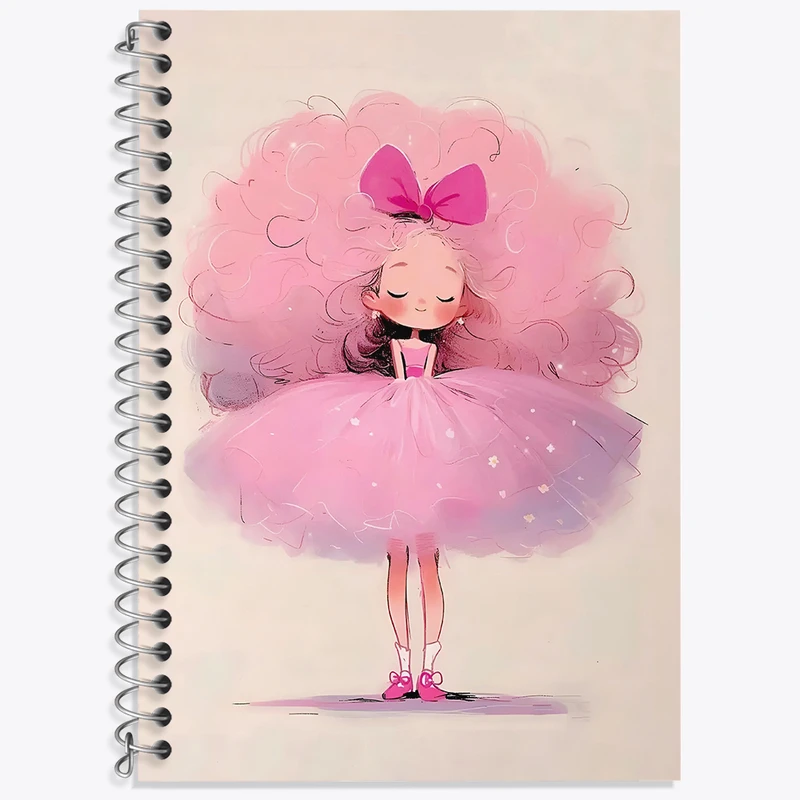 دفتر زبان 50 برگ خندالو مدل دو خط طرح دخترانه کیوت کد N3511