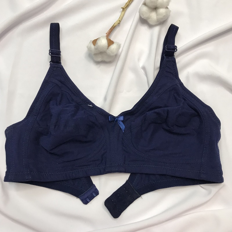 سوتین زنانه شارمین مدل نخی دور بسته رنگ سرمهای