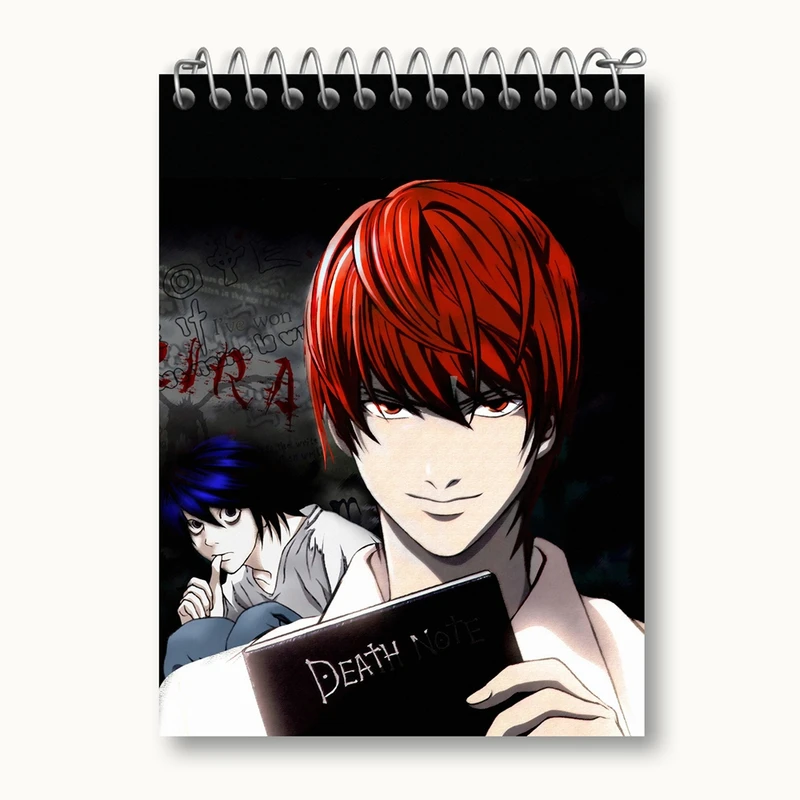 دفتر یادداشت 50 برگ خندالو مدل لایت و ال انیمه دفترچه مرگ Death Note کد 11305