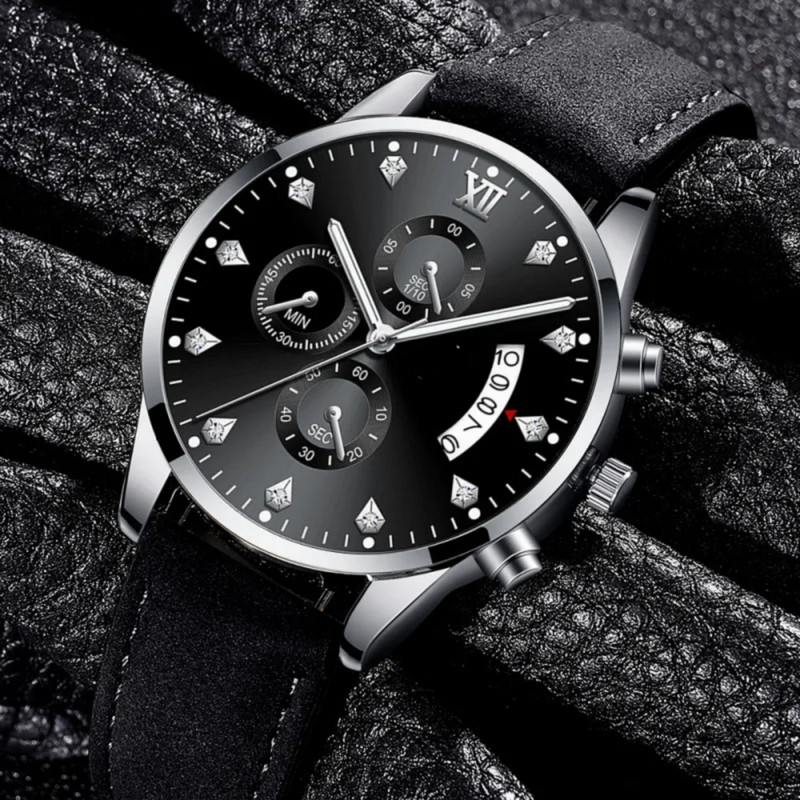 ساعت مچی عقربه‌ای مردانه کوارتز مدل تک موتوره بند چرم