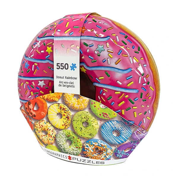 پازل 550 تکه یوروگرافیکس پازلز مدل 8551-5782 Donut Rainbow Shaped Tin