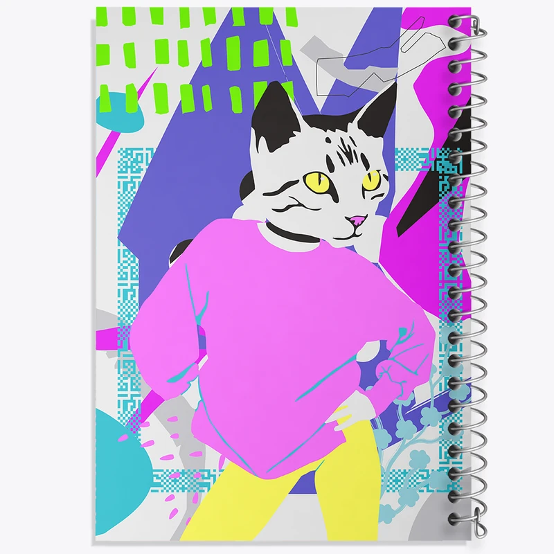 دفتر مشق 100 برگ خندالو طرح گربه (Cat) کد N1379