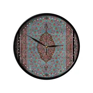 ساعت دیواری مدوپد طرح قالیچه قم ترنجی گلفرنگی مدل C-Ghom115