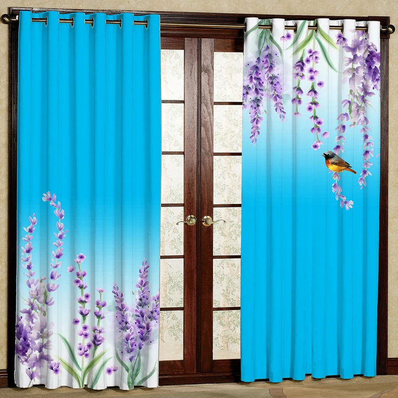 پرده بارمان دکور طرح گلدار مدل هازان پانچی کد 07-4206 W سایز 140x280 سانتی متر