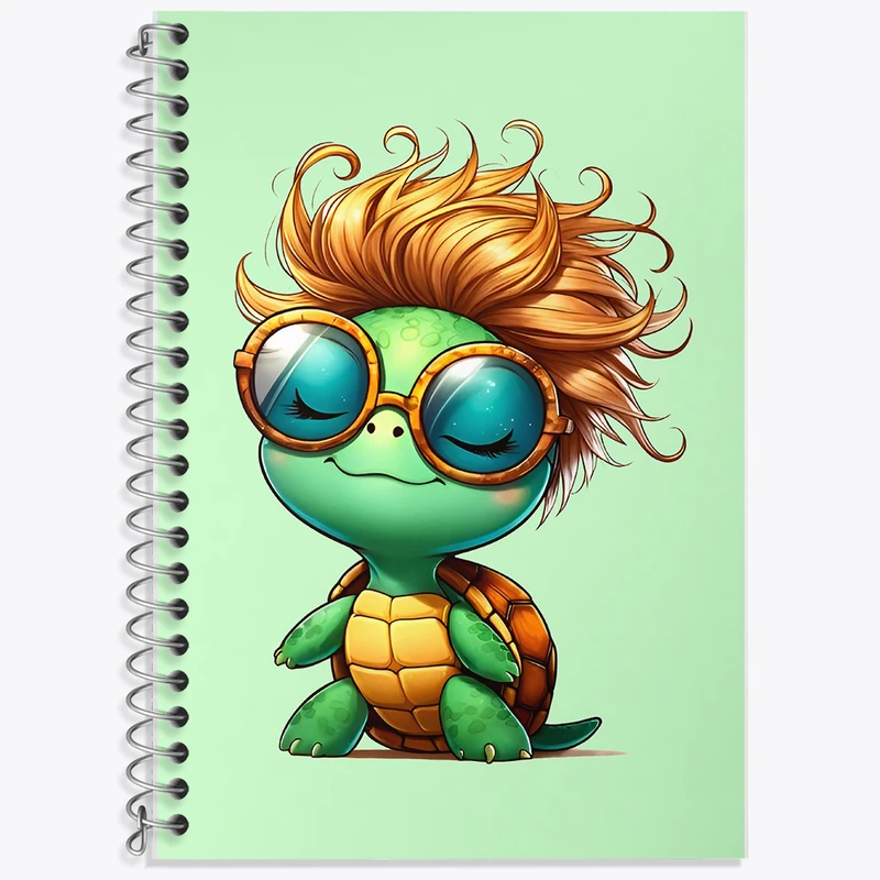 دفتر زبان 50 برگ خندالو مدل دو خط طرح لاکپشت کیوت کد F6796